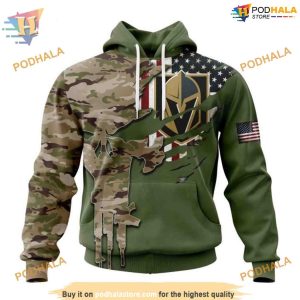 Custom Name And Number Camo Skull Design NHL Vegas Golden Knights Hoodie 3D