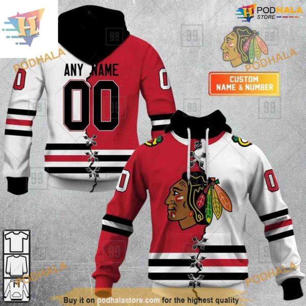 Custom Name And Number Mix Jersey 2023 NHL Chicago Blackhawks Hoodie 3D