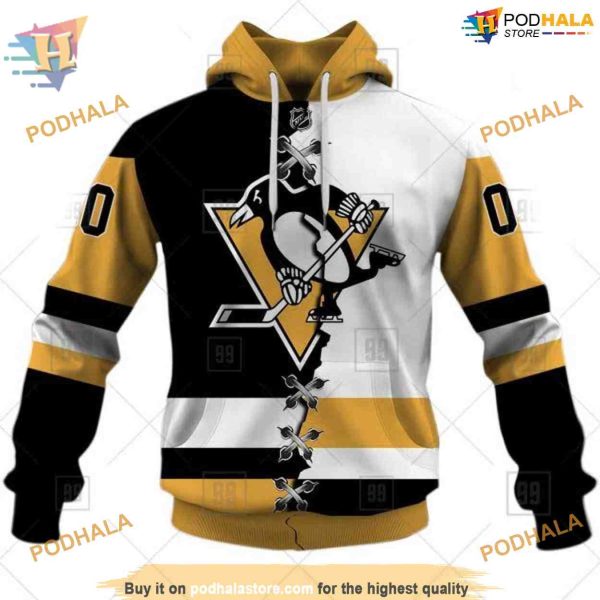 Custom Name And Number Mix Jersey 2023 NHL Pittsburgh Penguins Hoodie 3D