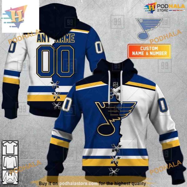 Custom Name And Number Mix Jersey 2023 NHL St. Louis Blues Hoodie 3D