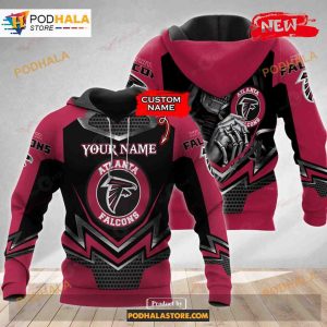 Custom Name Atlanta Falcons Skull Design Shirt NFL Hoodie 3D