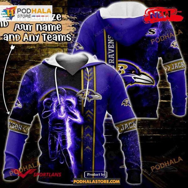 Custom Name Baltimore Ravens Universe Light Design NFL Hoodie 3D