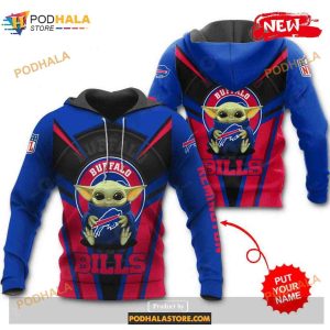 Custom Name Buffalo Bills New Baby Yoda Sports NFL Hoodie 3D