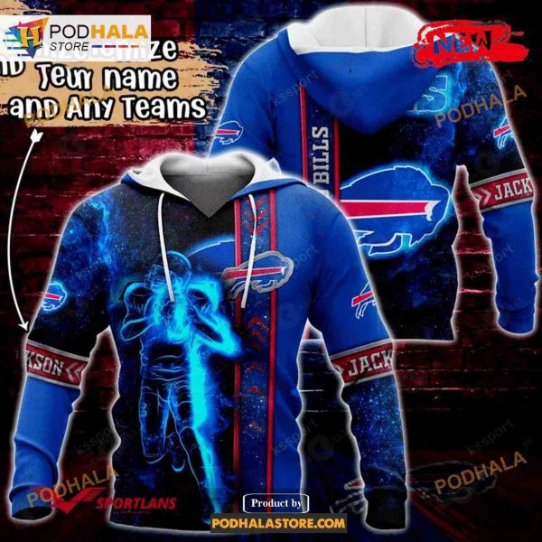 Custom Name Buffalo Bills Universe Light Design NFL Hoodie 3D