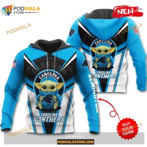 Custom Name Carolina Panthers New Baby Yoda Sports NFL Hoodie 3D