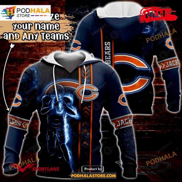 Custom Name Chicago Bears Universe Light Design NFL Hoodie 3D