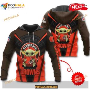 Custom Name Cleveland Browns New Baby Yoda Sports Shirt NFL Hoodie 3D