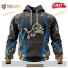 Custom Name Detroit Lions Camo Hunting Black Design Shirt NFL Hoodie 3D