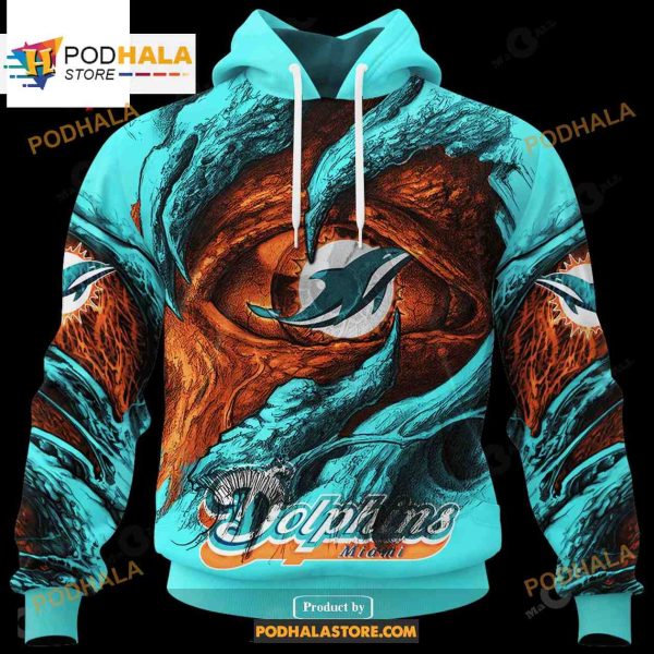 Custom Name Dolphins Demon Eyes Shirt NFL Hoodie 3D LIMITED EDITION