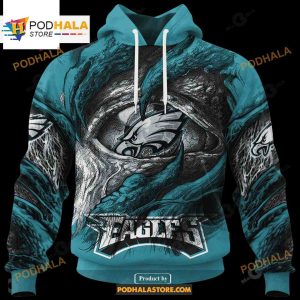 Custom Name Eagles Demon Eyes Shirt NFL Hoodie 3D LIMITED EDITION