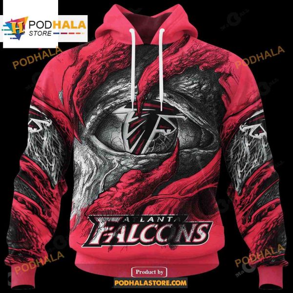 Custom Name Falcons Demon Eyes Shirt NFL Hoodie 3D LIMITED EDITION