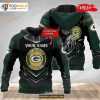 Custom Name Green Bay Packers Skull Design Shirt NFL Hoodie 3D