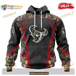 Custom Name Houston Texans Camo Hunting Black Design Shirt NFL Hoodie 3D