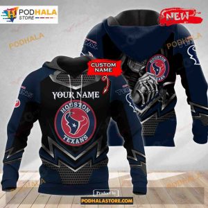 Custom Name Houston Texans Skull Design Shirt NFL Hoodie 3D