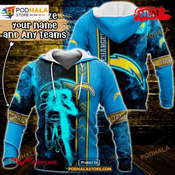 Custom Name Los Angeles Chargers Universe Light Design Shirt NFL Hoodie 3D