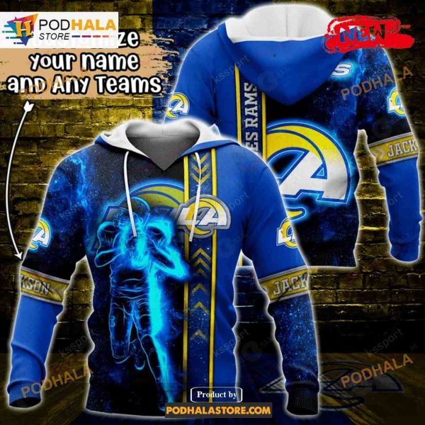 Custom Name Los Angeles Rams Universe Light Design Shirt NFL Hoodie 3D