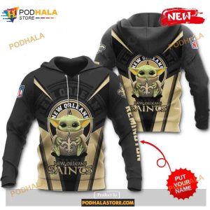 Custom Name New Orleans Saints New Baby Yoda Sports Shirt NFL Hoodie 3D