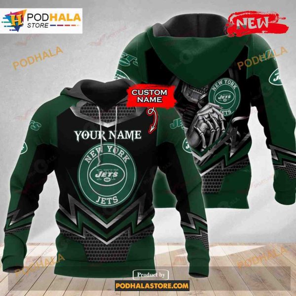 Custom Name New York Jets Skull Design Shirt NFL Hoodie 3D