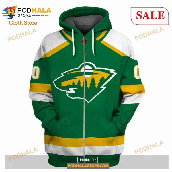 Custom Name & Number NHL Reverse Retro Minnesota Wild Shirt Hoodie 3D