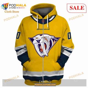 Custom Name & Number NHL Reverse Retro Nashville Predators Shirt Hoodie 3D