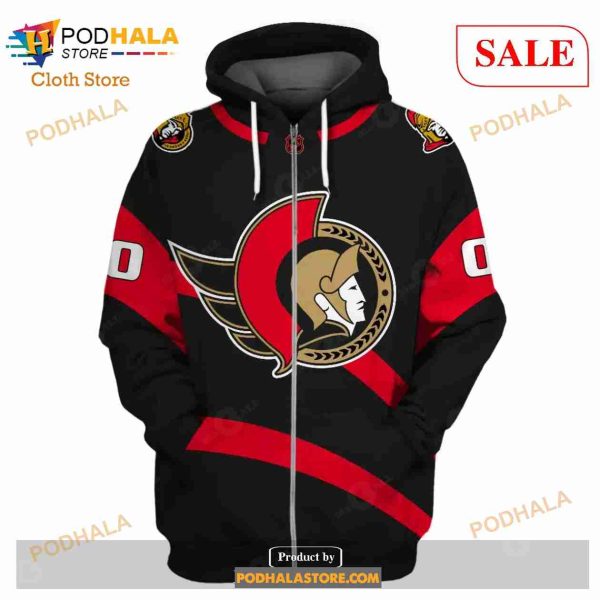 Custom Name & Number NHL Reverse Retro Ottawa Senators Shirt Hoodie 3D