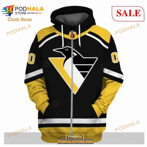 Custom Name & Number NHL Reverse Retro Pittsburgh Penguins Shirt Hoodie 3D