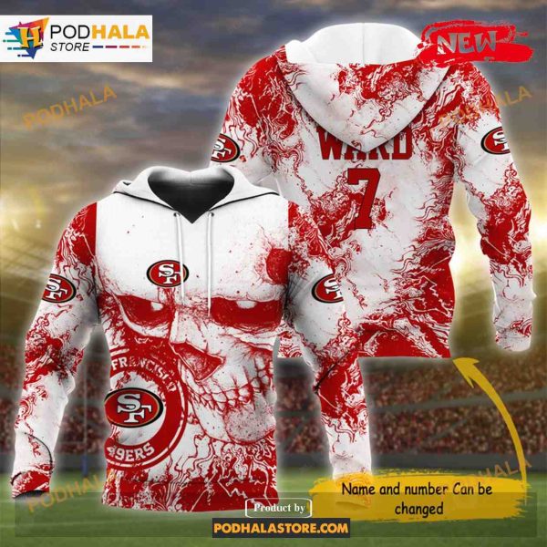 Custom Name San Francisco 49ers Football Team Skull Design Shirt NFL Hoodie 3D