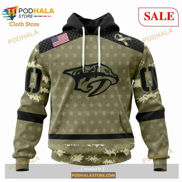 Custom Nashville Predators Camo Military Appreciation NHL Hoodie 3D