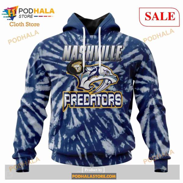 Custom Nashville Predators Retro Vintage Tie Dye NHL Hoodie 3D