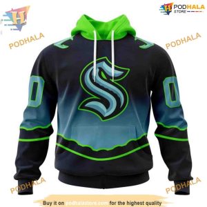 Custom New Gradient Series Concept NHL Seattle Kraken Hoodie 3D