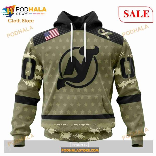 Custom New Jersey Devils Camo Military Appreciation NHL Hoodie 3D