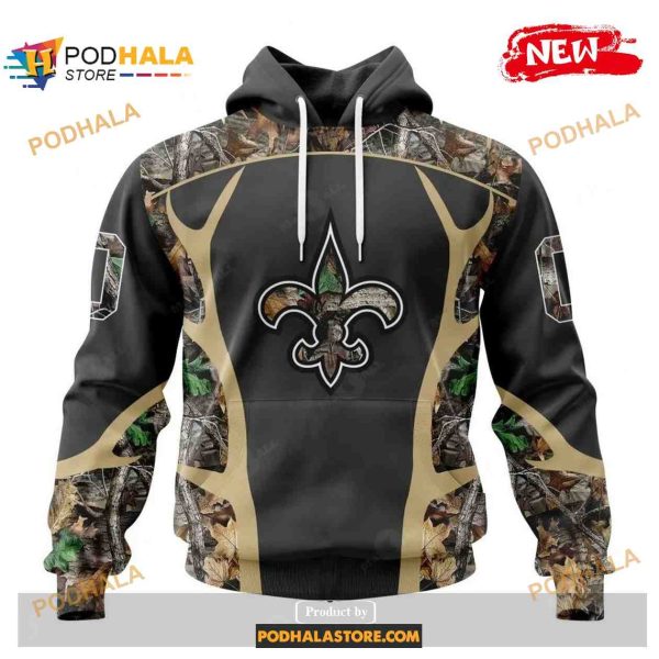 Custom New Orleans Saints Special Camo Hunting Black Design NFL Hoodie 3D