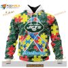 Custom New York Jets Special Autism Puzzle Game Stripes Design NFL Hoodie 3D