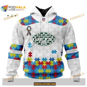 Custom New York Jets Special Autism Puzzle Game White NFL Hoodie 3D