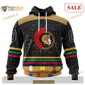 Custom Ottawa Senators Fearless Aganst Autism NHL Shirt Hoodie 3D