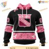 Custom PINK BREAST CANCER NHL New York Rangers Hoodie 3D