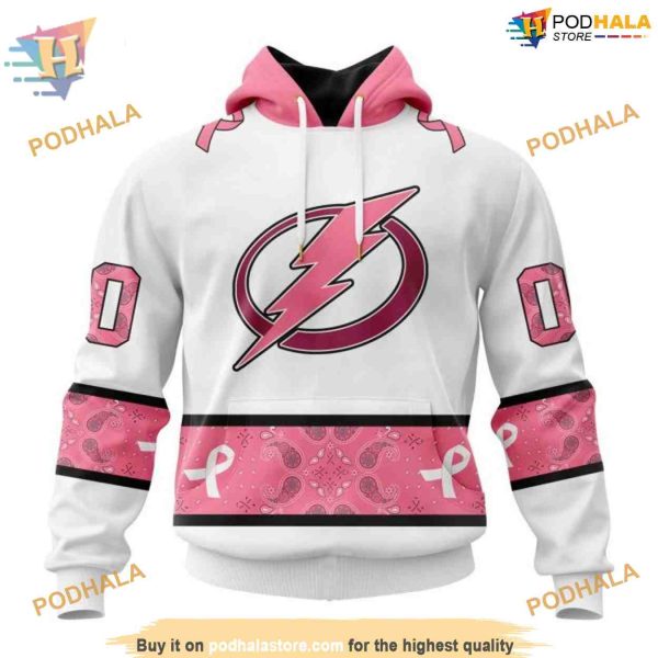 Custom PINK BREAST CANCER NHL Tampa Bay Lightning Hoodie 3D