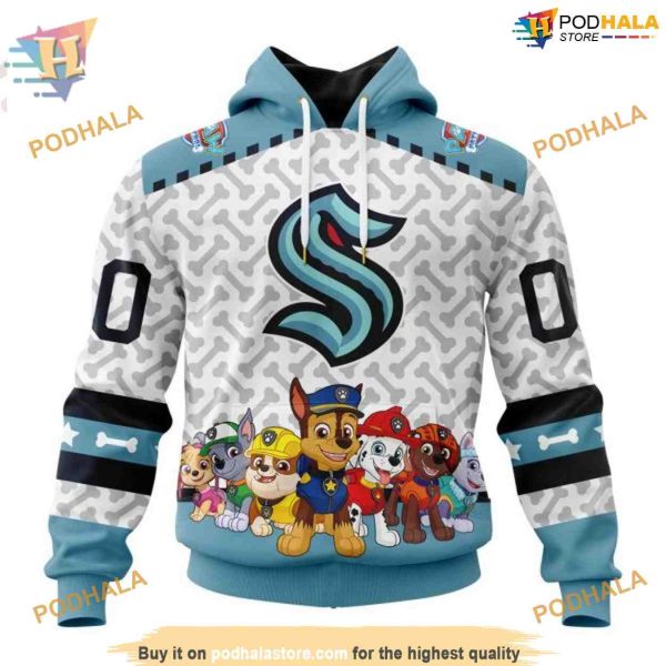 Custom PawPatrol Design NHL Seattle Kraken Hoodie 3D