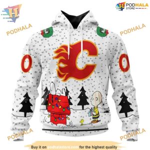 Custom Peanuts Design NHL Calgary Flames Hoodie 3D Sweatshirt