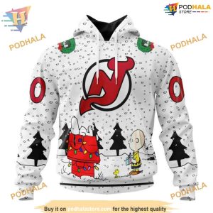 Custom Peanuts Design NHL New Jersey Devils Hoodie 3D