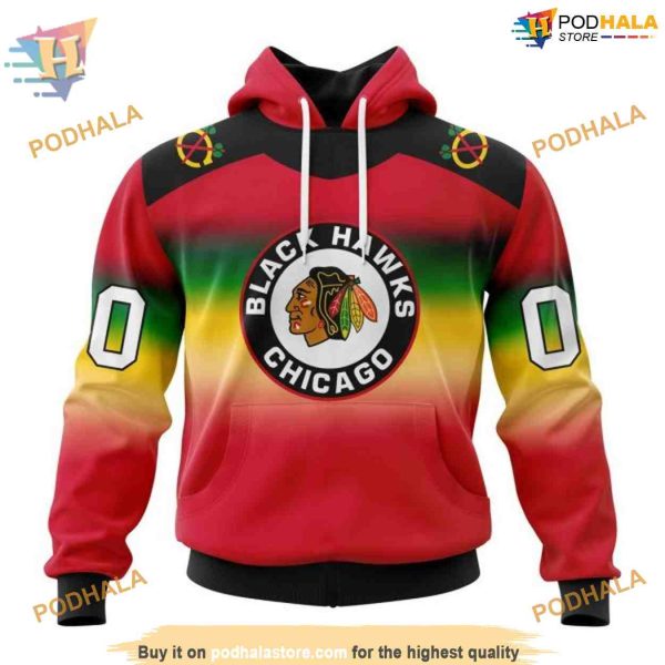 Custom Persionalized Retro Gradient Design NHL Chicago Blackhawks Hoodie 3D