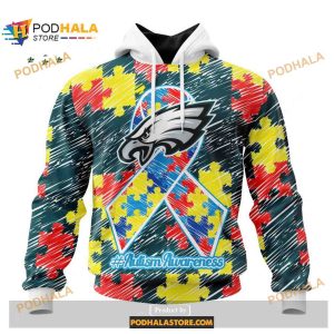 Custom Philadelphia Eagles Special Autism Puzzle Game Stripes Design NFL Hoodie 3D