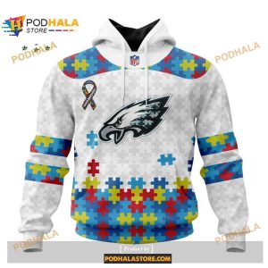 Custom Philadelphia Eagles Special Autism Puzzle Game White Shirt NFL Hoodie 3D