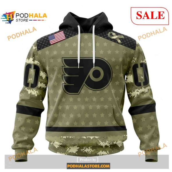 Custom Philadelphia Flyers Camo Military Appreciation NHL Shirt Hoodie 3D