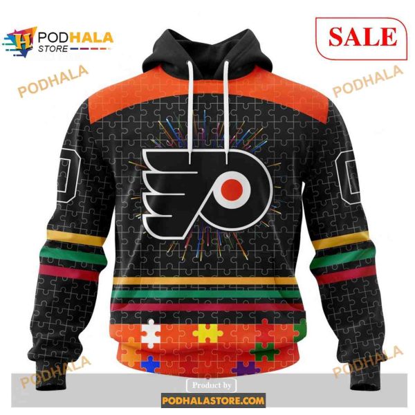 Custom Philadelphia Flyers Fearless Aganst Autism NHL Shirt Hoodie 3D