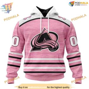 Custom Pink Fight Breast Cancer Design NHL Colorado Avalanche Hoodie 3D