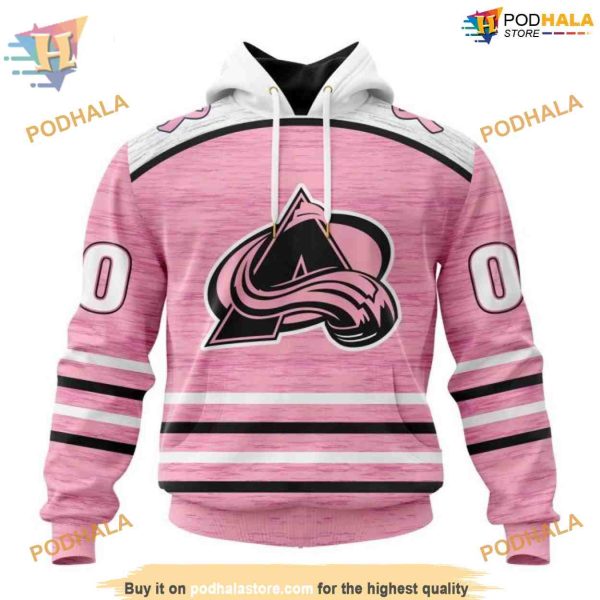 Custom Pink Fight Breast Cancer Design NHL Colorado Avalanche Hoodie 3D