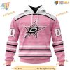 Custom Pink Fight Breast Cancer Design NHL Dallas Stars Hoodie 3D