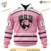 Custom Pink Fight Breast Cancer Design NHL Florida Panthers Hoodie 3D