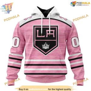 Custom Pink Fight Breast Cancer Design NHL Los Angeles Kings Hoodie 3D